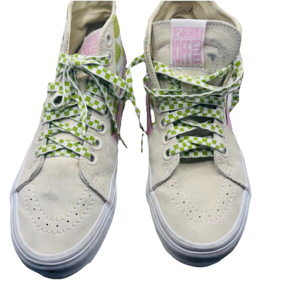 Vans X EM Holiday SK8-HI Pink Green Womens Sneakers 9.5 Checkerboard Preppy - Picture 10 of 11